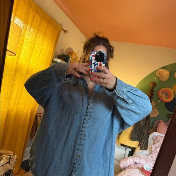 Old Navy Blue Button Down Shirt - Picture 3 of 10